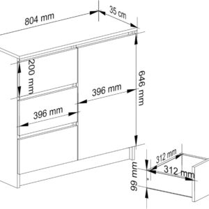 Commode - AKORD Kommode K-80 Jerry avec 3 Tiroirs